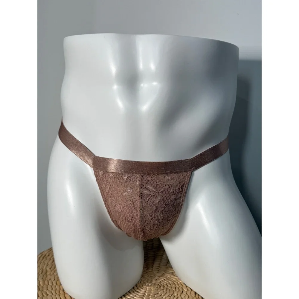 Cosabella Never Say Never Lace Italian Thong Men's Nude Blush Underwear NWT‎ L